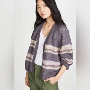 Xirena Kirkwood Alpaca Wool Metallic Thread Cardigan Sweater Purple M EUC $432